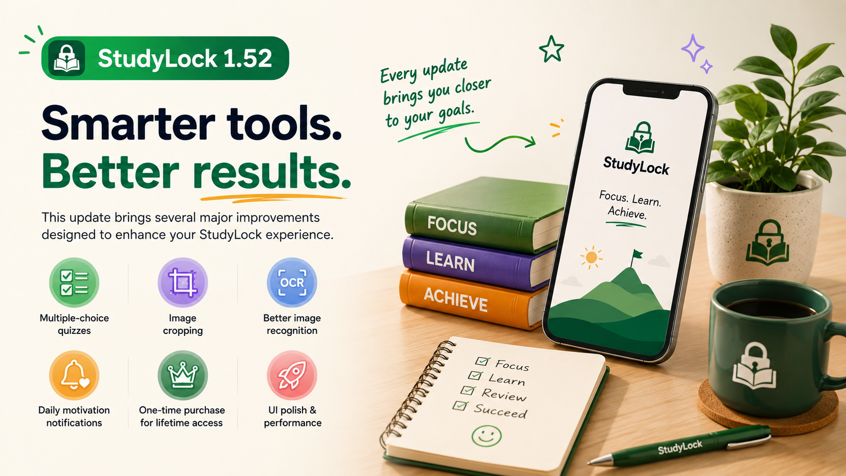 StudyLock 1.52 quizzes, image cropping, and image recognition update