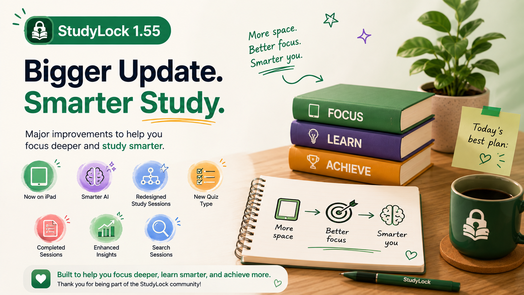StudyLock 1.55 iPad support, smarter AI, and better study sessions update