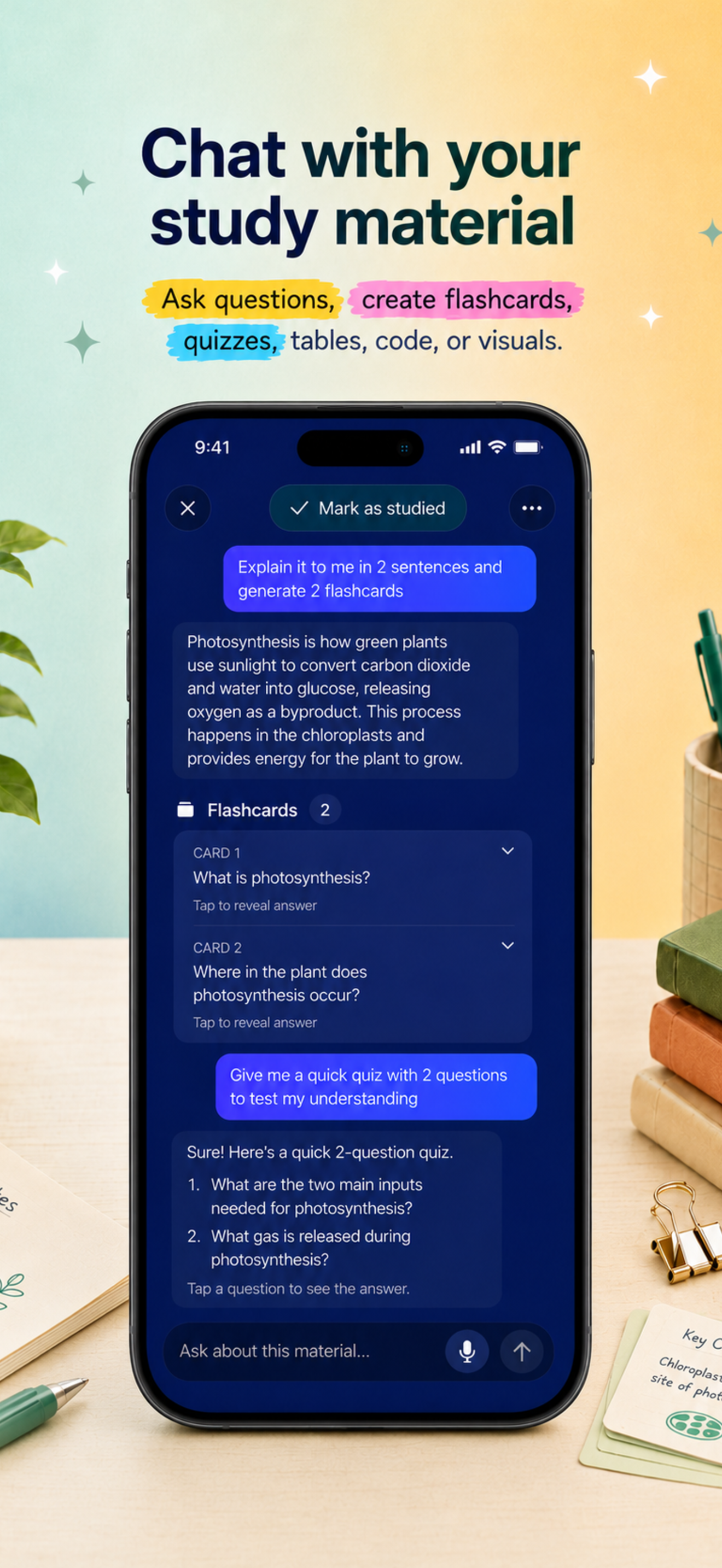 Chat with study materials screenshot